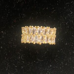 Elegant Gold Plated Over Stainless Steel Women's Diamond Band Ring